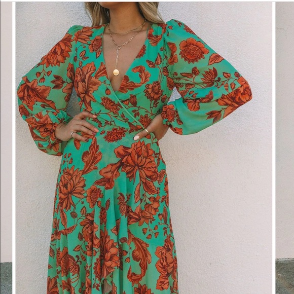 ROVER FLORAL HIGH LOW RUFFLE MAXI DRESS NWOT - Picture 5 of 7